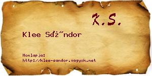 Klee Sándor névjegykártya